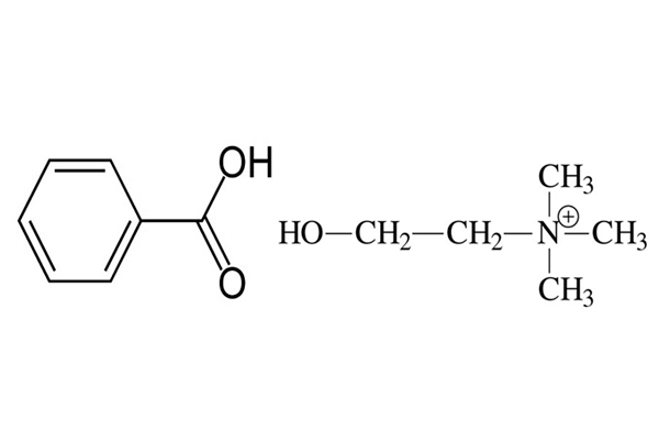 Химические формулы бензойной кислоты и холина благодаря которым Кыст аль Хинди обладает своим целебным свойством