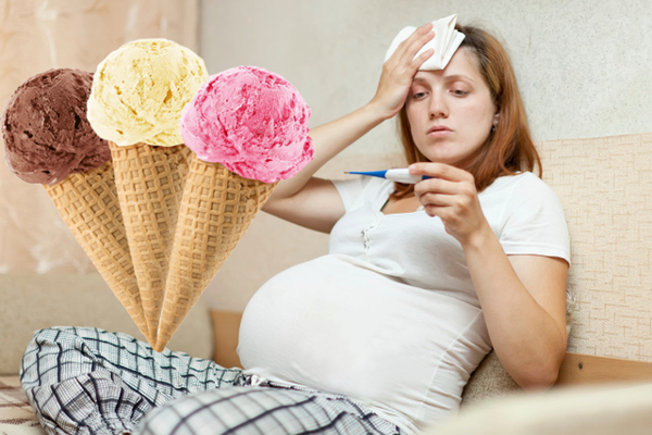 Возможная простуда при беременности в следствии чрезмерного потребления мороженного