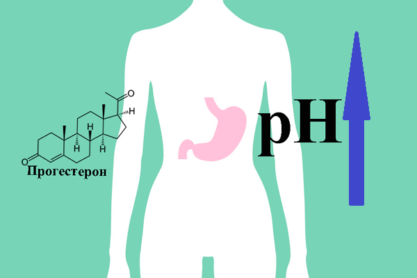 Повышение кислотности желудка в следствии действия прогестерона